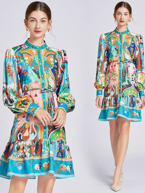 Retro Mid-length Long Sleeve Dress