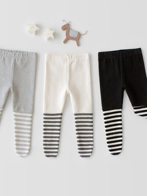 Stitched striped tights