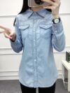 Slim-fit Denim Shirt Long-sleeve Thin Base Layer Top