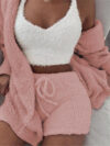 Long Sleeve Crop Tank Top And Drawstring Shorts Pajama Set