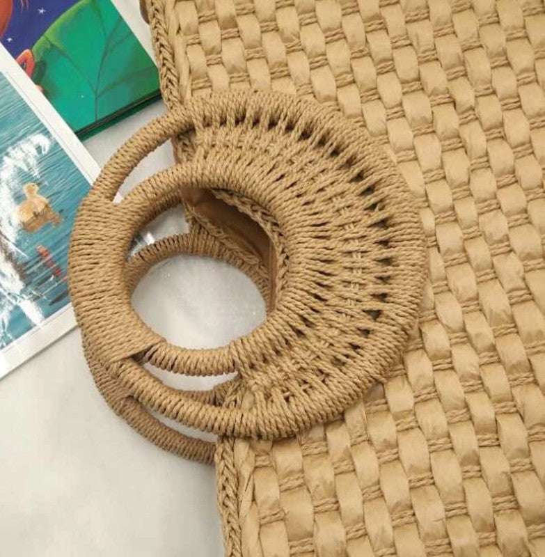 Wooden handle beach handbag - Image 3