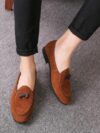 Men's leather butterfly tassel peas shoes