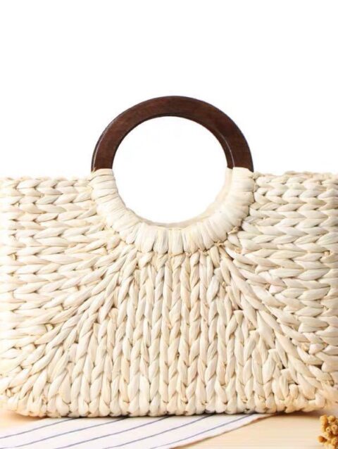 Travel And Leisure Husk Woven Square Straw Bag