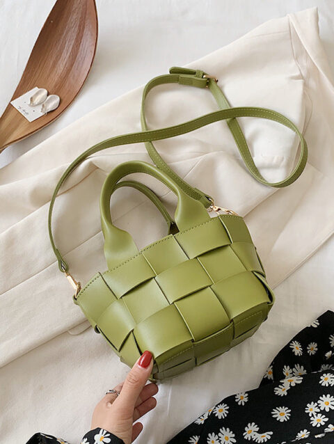 Woven Portable Bucket Bag