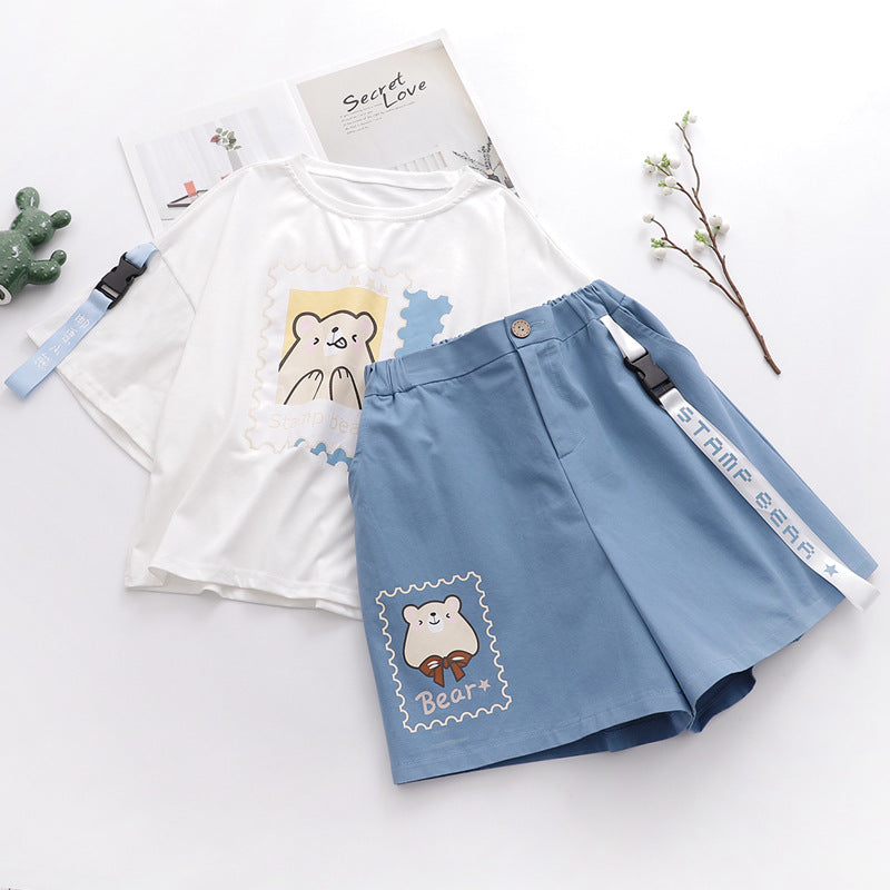 Short-sleeved T-shirt Girls Sports And Leisure Shorts - Image 2