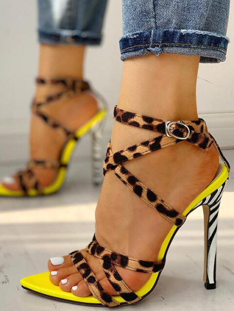 Pointed High-heeled Straps Large Size Stiletto Sandals