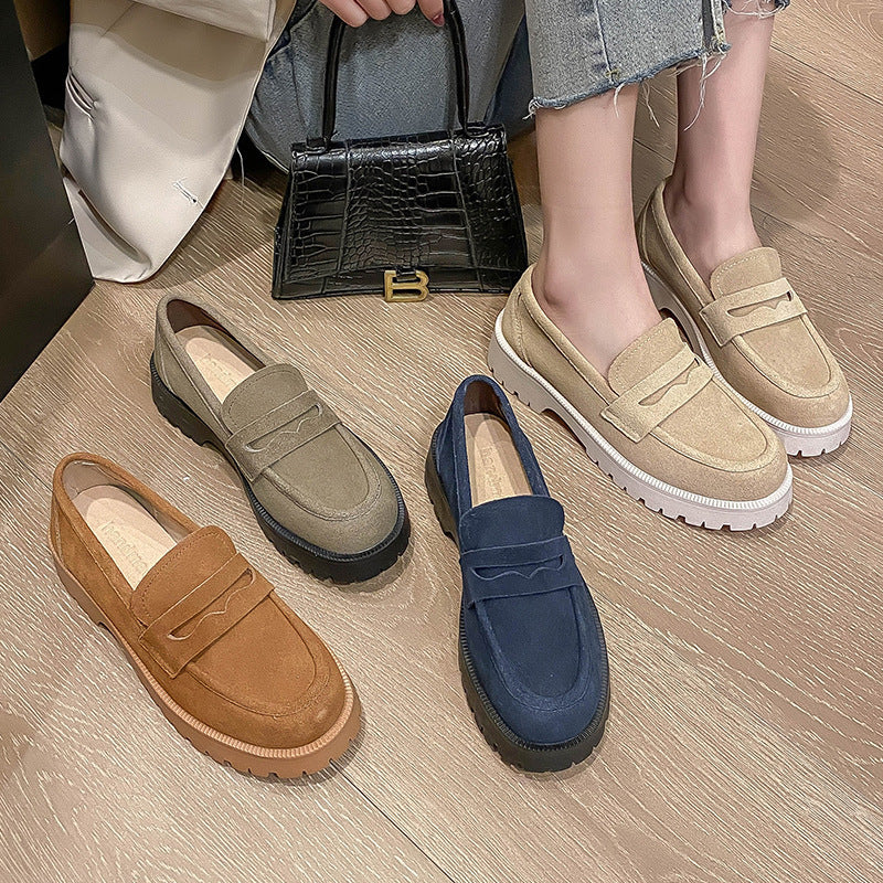 Loafers Comfort And Casual Matte Cowhide British Style Shoes - Image 2