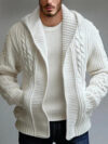 Mens Twisted-knit Cardigan Sweater