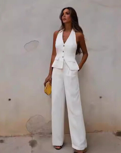Waistcoat Linen Vest Suit