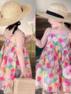 Summer Pastoral Style Flower Print Dress