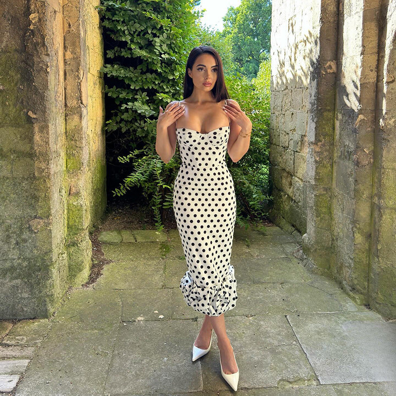Polka-dot Ruffled Hem Slip Dress - Image 5