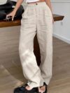 Linen Wide-leg Pants With An Elastic Waist