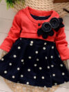 Long-sleeved cartoon wave point children's skirt