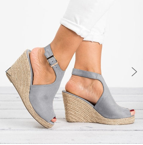 Peep Toe Spartan Sandals Summer Wedges High Heel Shoes - Image 3