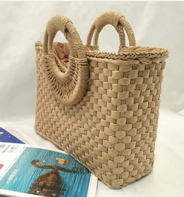 Wooden handle beach handbag - Image 10