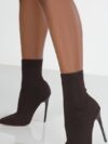 High-heel Point-toe Knitted Stretch Boots