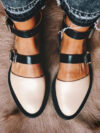 Low Square Heel Buckle Round Toe
