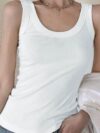 Solid-color Sleeveless Ribbed Tank Top