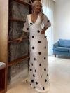 Over the knee big polka dot high waist skirt