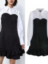 Patchwork ruffle dress