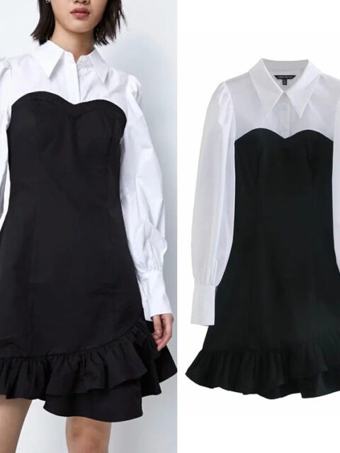 Patchwork ruffle dress