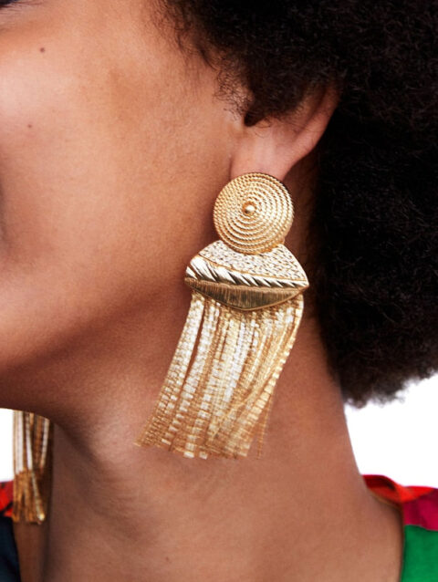 Metal tassel earrings