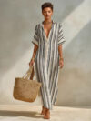 Loose Casual Striped Shirt Dress