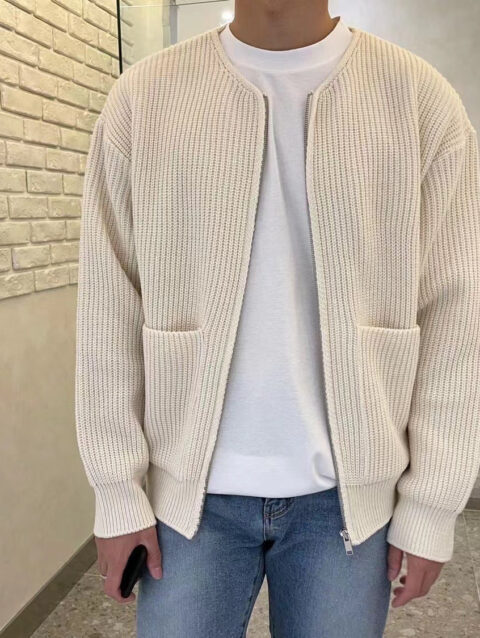 Zip Up Knitted Cardigan Lined Funnel Neck Jumper Sweater Pockets Coat