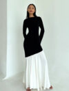 Neck Long Sleeve Slim Hip Stitching Dress