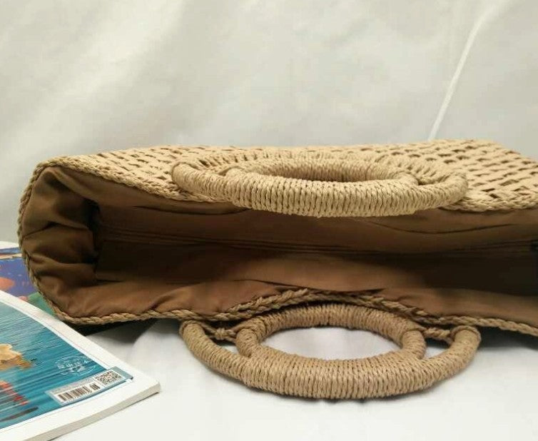 Wooden handle beach handbag - Image 2