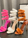 Open-toe Fur High-heeled Sandals