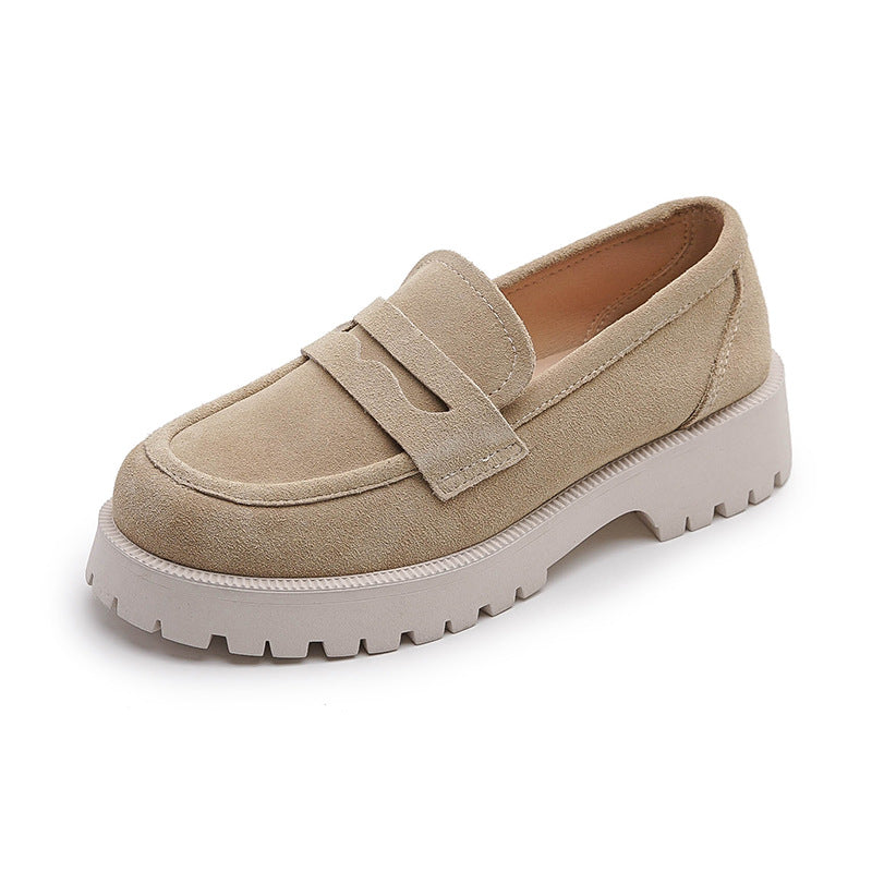 Loafers Comfort And Casual Matte Cowhide British Style Shoes - Image 7