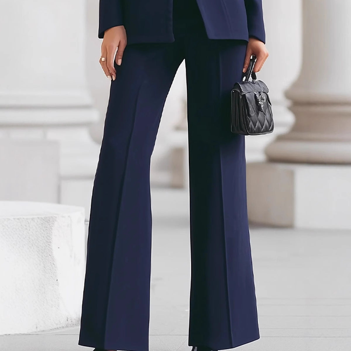 Long Sleeve Pocket One Button Small Suit Two-piece Pants - Image 2