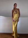 Rhinestone-embellished Floral-decorated Halter Dress