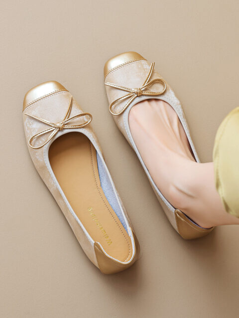 Soft-soled Low-cut Bow-tie Flat Shoes