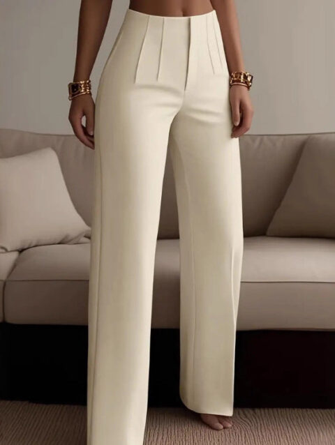 Pleated Casual High-Waist Suit Pants