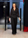 Long Sleeve V-neck Tassel Waist Wide Leg Pants Two-piece Set