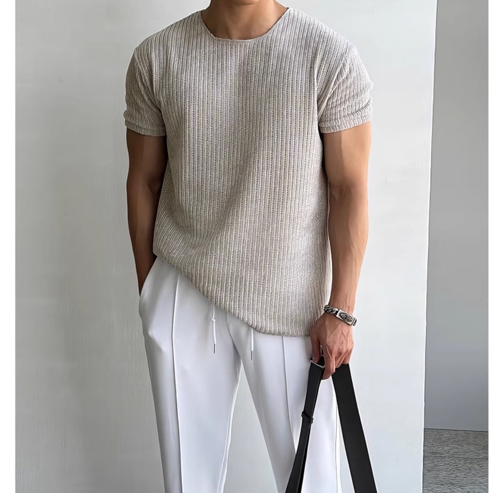 Short-sleeved Sweater Men's Round Neck T-shirt - Image 3