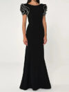 Round Neck Petal Sleeve Fishtail Dress