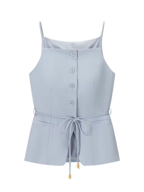 Beaded Belt Vest With High-waisted Straight-leg Pants