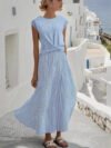 Ruched Figure-flattering Crew-neck Dress