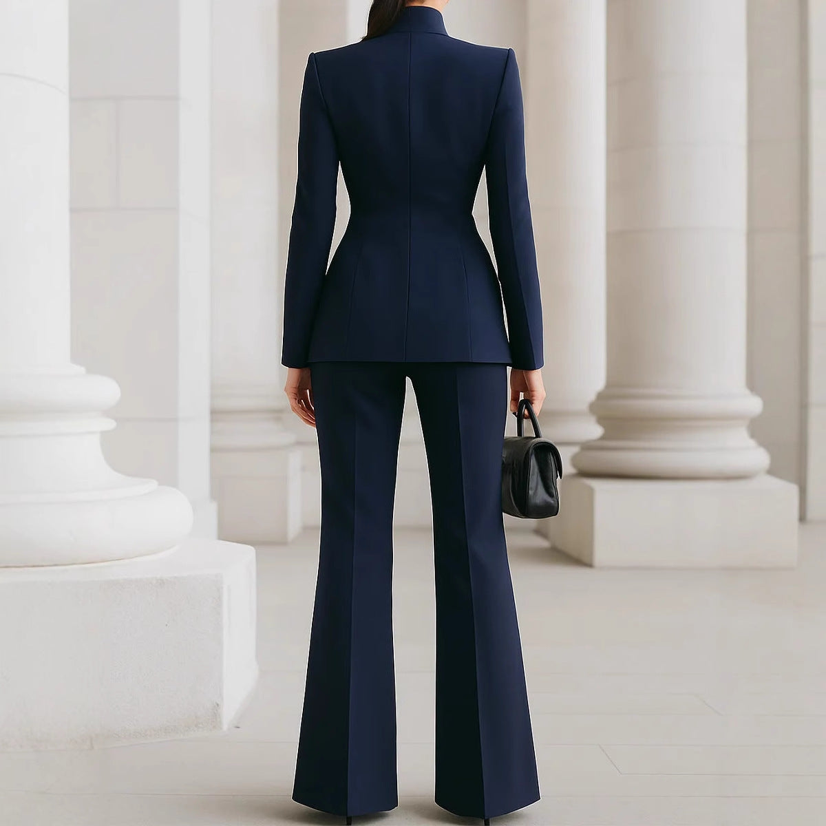 Long Sleeve Pocket One Button Small Suit Two-piece Pants - Image 6