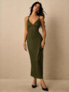 Pleated Waist-cinching Sheath Slip Dress