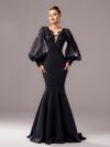 Long Sleeve Round Neck Sheath Fishtail Dress