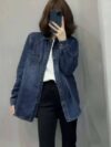 Loose-Fitting Layered Casual Padded Denim Shirt