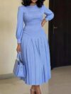Long-Sleeve Solid-Color Office Dress