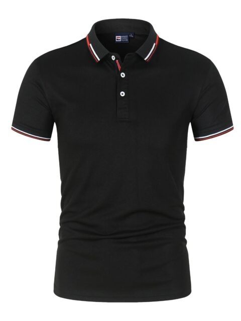 Plain Standing Collar Solid Color Polo Shirt