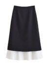 Versatile Black And White Patchwork Midi Skirt