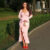 V-Neck Bell Sleeves Ruffled Slit Dress