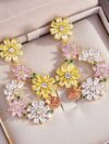 Silver Needle Micro-inlaid Yellow Flower Earrings